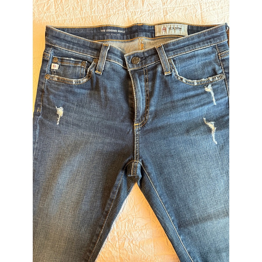 AG Adriano Goldschmied The Legging Ankle Jeans Women's 28R Dark Wash Distressed
